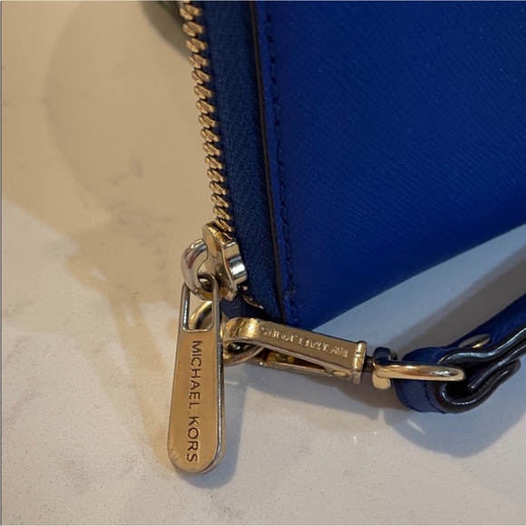 Michael Kors Royal Blue Wristlet with Gold Accents
